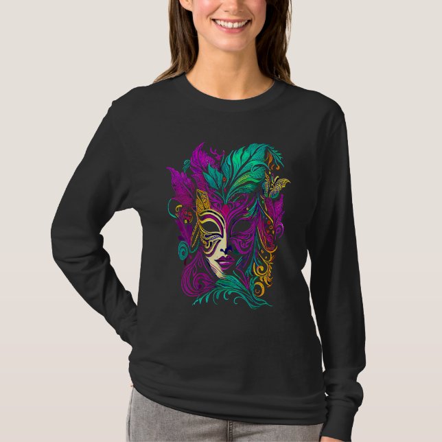 Camiseta Desfile divertido del Carnaval de Mardi Gras con f (Anverso)