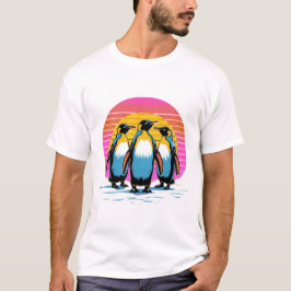 Camiseta Desfile pingüino - Familia Pingüino Retro Sunset