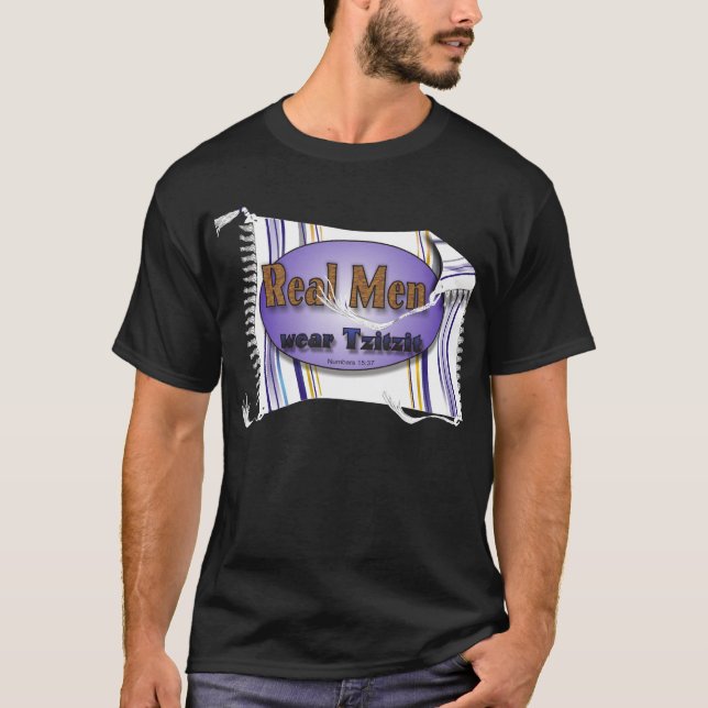 Camiseta Desgaste de hombres real Tzitzit (Anverso)