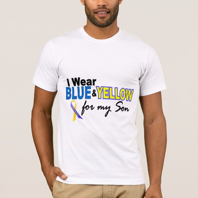 Camiseta Desgaste de Síndrome de Down I azul y amarillo (Anverso)