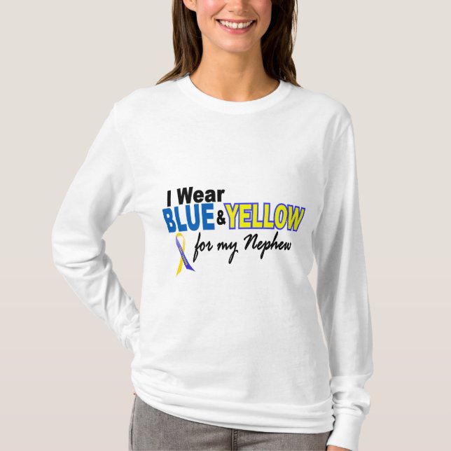 Camiseta Desgaste de Síndrome de Down I azul y amarillo (Anverso)