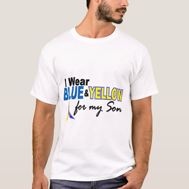 Camiseta Desgaste de Síndrome de Down I azul y amarillo (Anverso)
