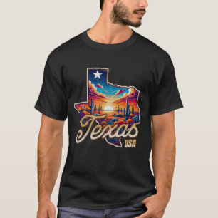 Camiseta Desierto de atardecer retro en Texas USA