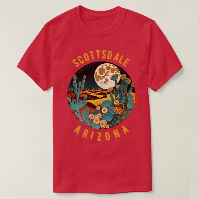 Camiseta Desierto de Scottsdale Arizona en pintura nocturna (Diseño del anverso)