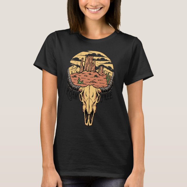 Camiseta Desierto del cráneo de Boho Roam Free Western Co (Anverso)