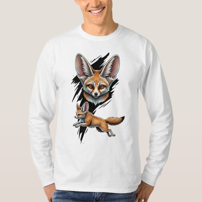 Camiseta Desierto salvaje Fennec Fox - Arte Animal dinámico (Anverso)