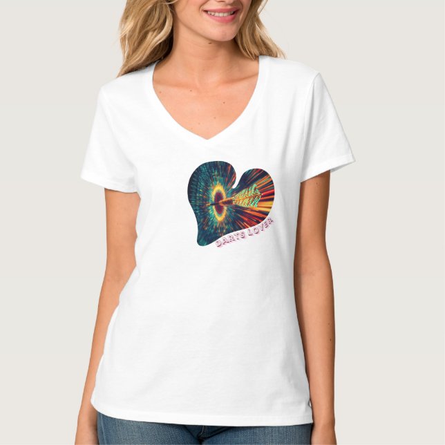 Camiseta Design Darts Lover néon pop love & précision (Anverso)