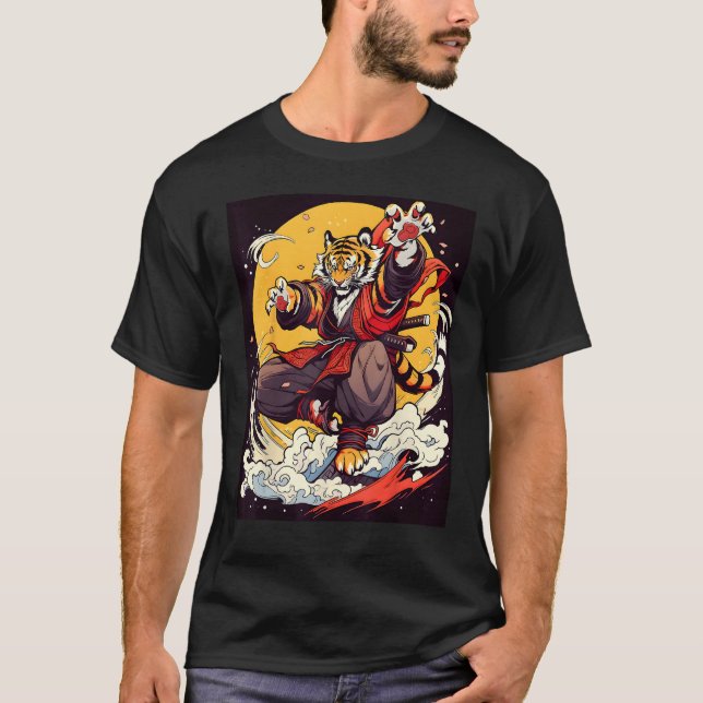 Camiseta Design Featuring a Majestic Tiger in the World of  (Anverso)