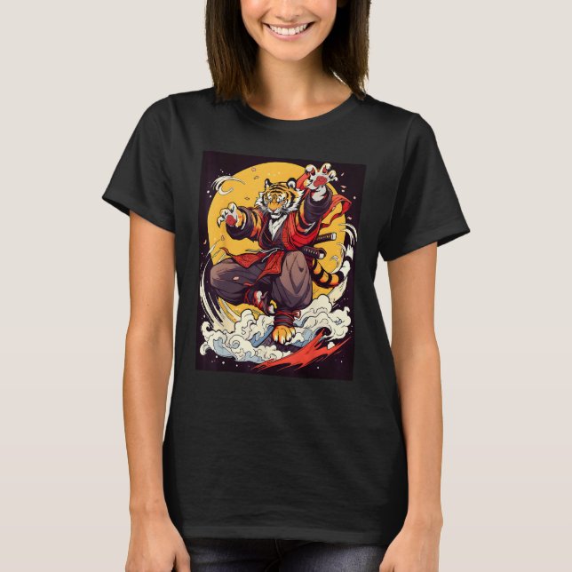 Camiseta Design Featuring a Majestic Tiger in the World of  (Anverso)