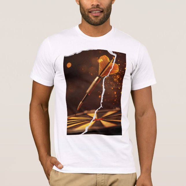 Camiseta Design fléchette dorée éclats et style déchiré (Anverso)