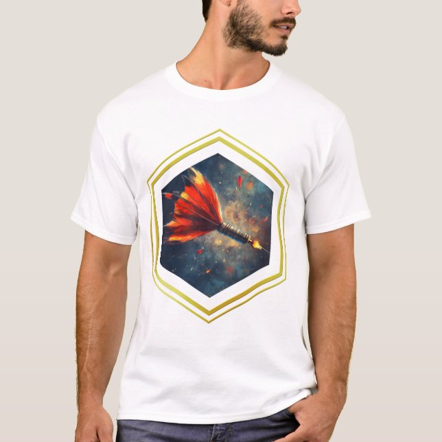Camiseta Design fléchette feu spatial cadre doré stylé (Anverso)