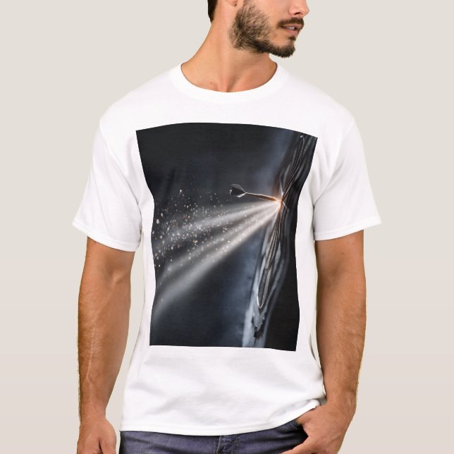 Camiseta Design fléchette lumière focus et impact doré (Anverso)