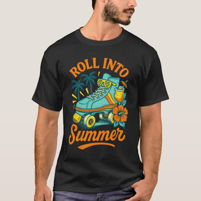 Camiseta Deslizar en el patín de rodillos retro de verano (Anverso)