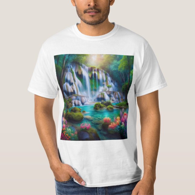 Camiseta Deslumbrante Cascada en un Paraíso Natural (Anverso)