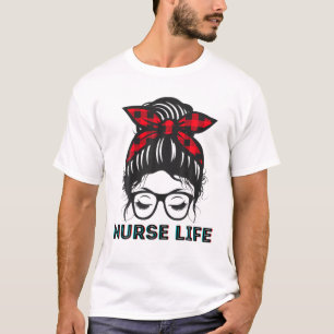 Camiseta Desordenada Bun Enfermera Vida Facemaspear Cosas R