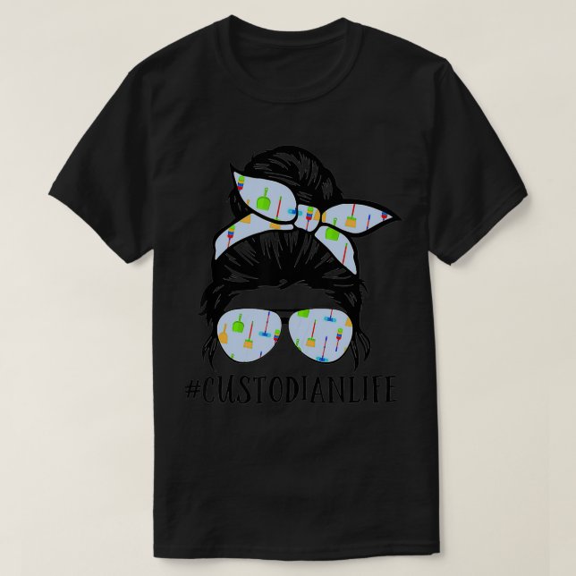 Camiseta Desordenado Bun Custodian Life Hair Glasses de vue (Diseño del anverso)