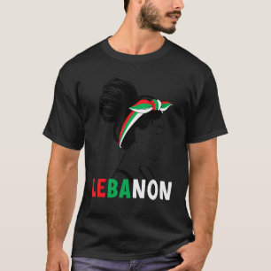 Camiseta Desordenado Bun Líbano Bandera Libanesa Para Mujer