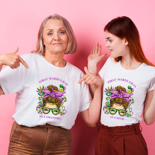 Camiseta Desordenado primer Mardi Gras como abuela