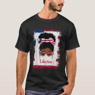 Camiseta Desordenado un liberiano Bandera de Liberia Mujere