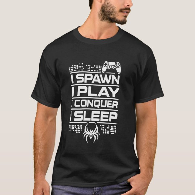 Camiseta Desovar, Jugar, Conquistar, Dormir - Divertido Hum (Anverso)