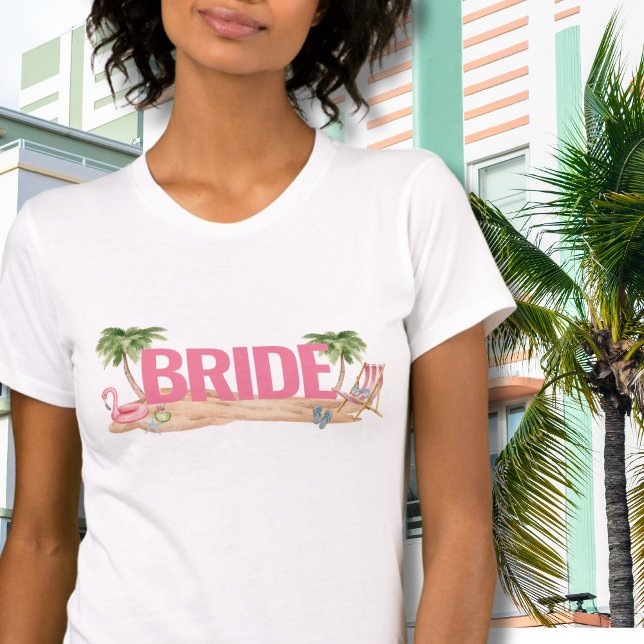 Camiseta Despedida de soltera en la playa rosa Novia (Cute Beach Bride To Be T-Shirt)