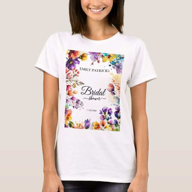 Camiseta Despedida de soltera floral colorida (Anverso)