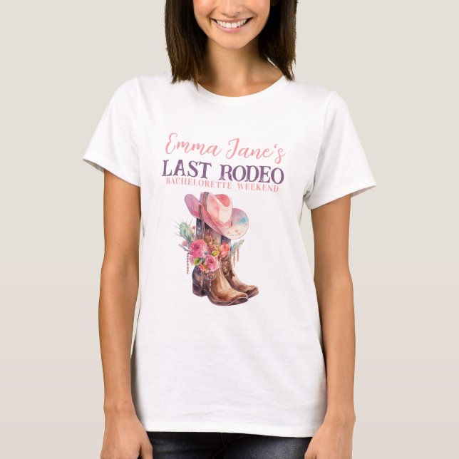 Camiseta Despedida de Soltera Rosa Vaquera Último Rodeo (Anverso)