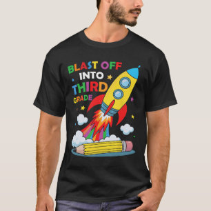 Camiseta Despegue al tercer grado primer día de escuela