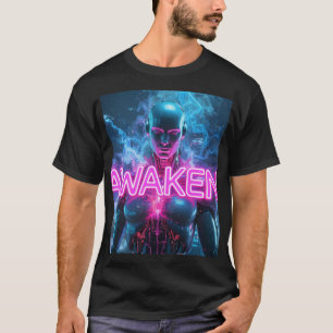 Camiseta DESPERTAR - Estética Neon Robot Cyberpunk Espiritu
