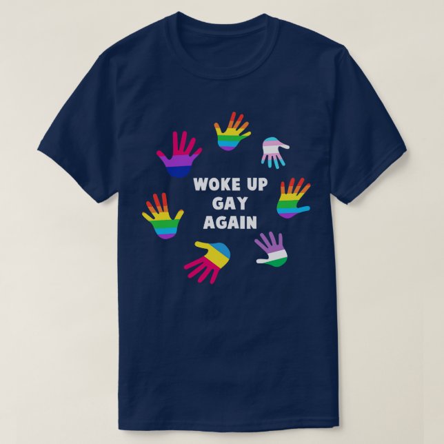 Camiseta Desperté gay de nuevo LGBT Orgullo Gay Tee Apoyo L (Diseño del anverso)