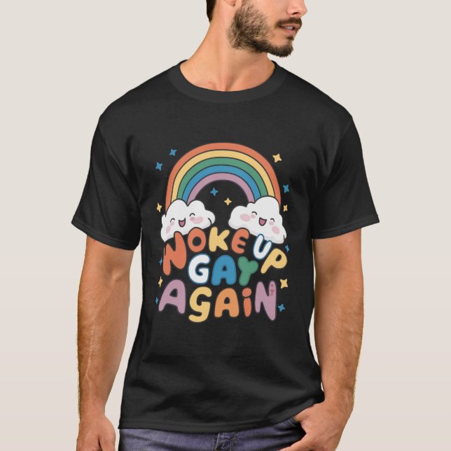 Camiseta Despertó de nuevo a Gay LGBT Pride Month Groovy (Anverso)
