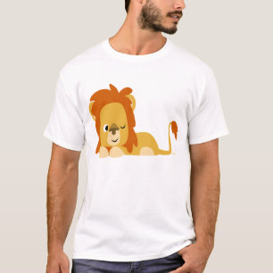 Camiseta despierta linda del león del dibujo