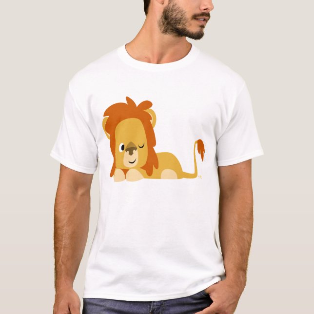 Camiseta despierta linda del león del dibujo (Anverso)