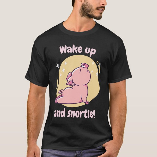 Camiseta Despierta Y Resorte Retro Cute Pig Presente (Anverso)