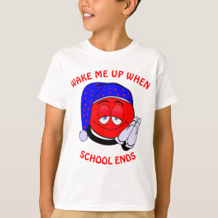 Camiseta Despiértame cuando la escuela termine la emoji gra
