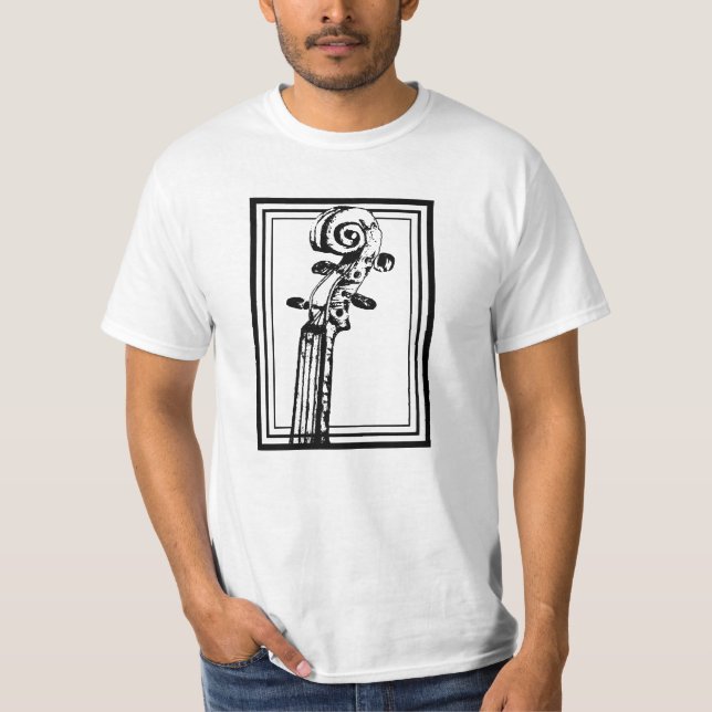 Camiseta Desplazamiento de violín blanco y negro con líneas (Anverso)