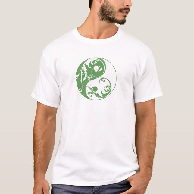 Camiseta Desplazamiento de Yin y Yang (verde) (Anverso)