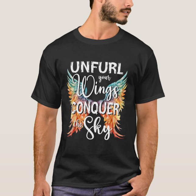 Camiseta Desplegar tus alas conquistar la cita inspiradora  (Anverso)