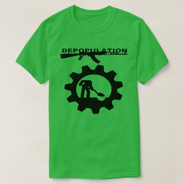 Camiseta Despoblación: Engranaje con manos de Depopulator y (Diseño del anverso)