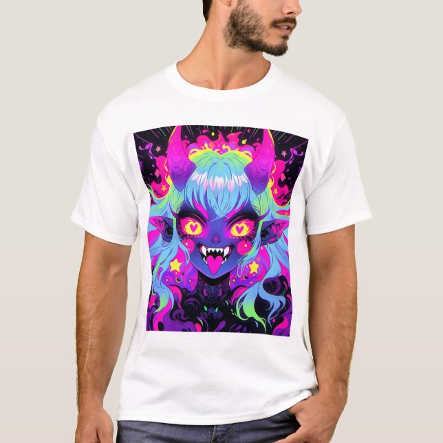 Camiseta Desquicia la lengua Chica Demon Elf Anime (Anverso)