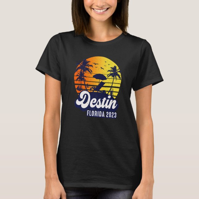 Camiseta Destin 2023 Florida Sunset Beach Retro Premium (Anverso)