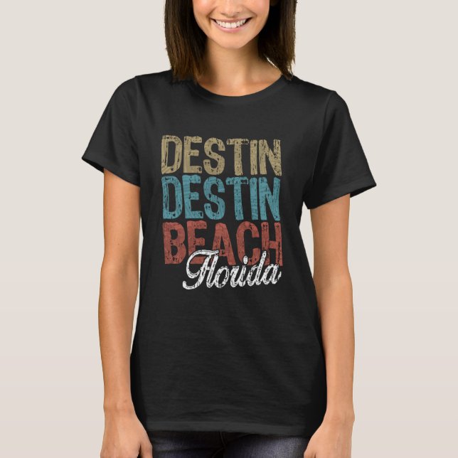 Camiseta DESTIN BEACH Florida HIBISCUS & SCRIPT Three Tone  (Anverso)