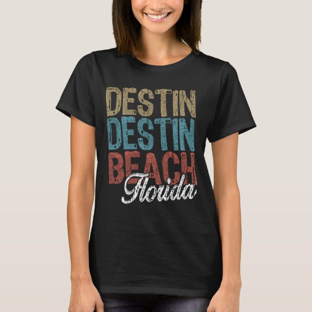 Camiseta DESTIN BEACH Florida HIBISCUS & SCRIPT Tone (Anverso)