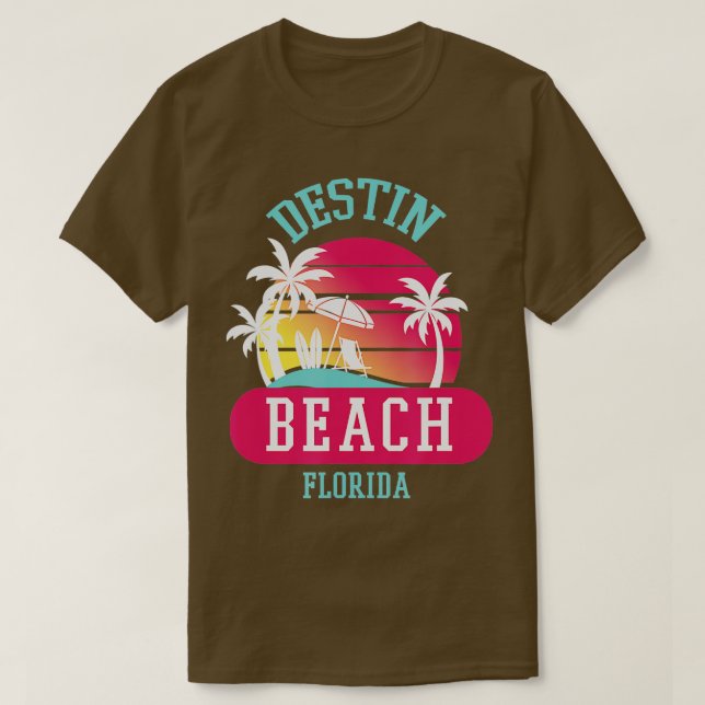 Camiseta Destin Beach Florida Retro Sunset Hombres Mujeres  (Diseño del anverso)