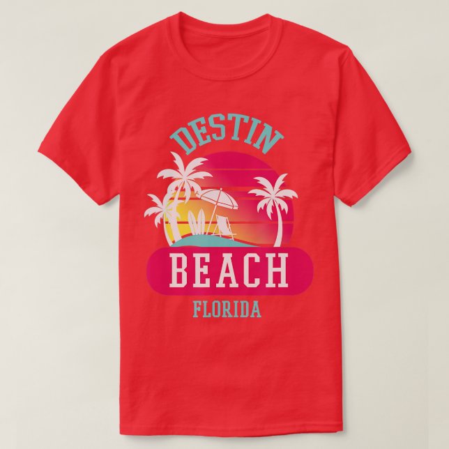 Camiseta Destin Beach Florida Retro Sunset Hombres Mujeres  (Diseño del anverso)