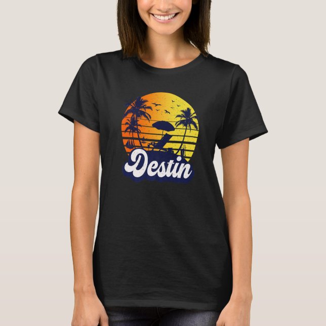 Camiseta Destin Florida Sunset Beach Retro Premium (Anverso)