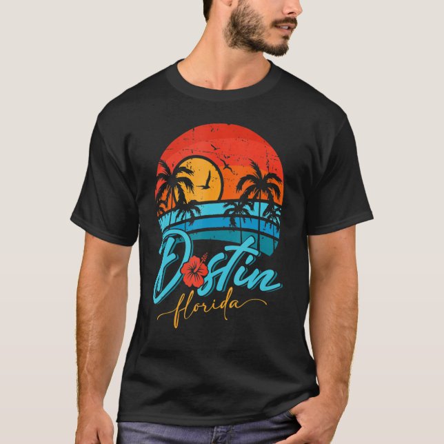 Camiseta Destin Florida Sunset Retro Summer Vacation Beach (Anverso)