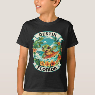 Camiseta Destin Florida Tortuga Marina Adorable Surfando Va