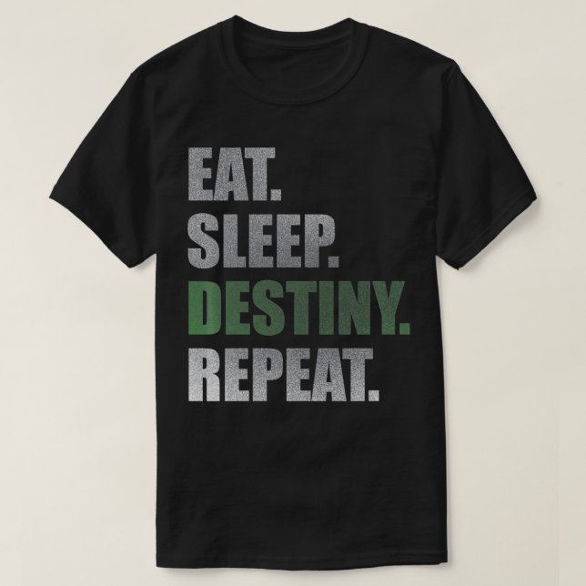 Camiseta Destino Comer Dormir Destino Repetir Pul De Manga  (Diseño del anverso)