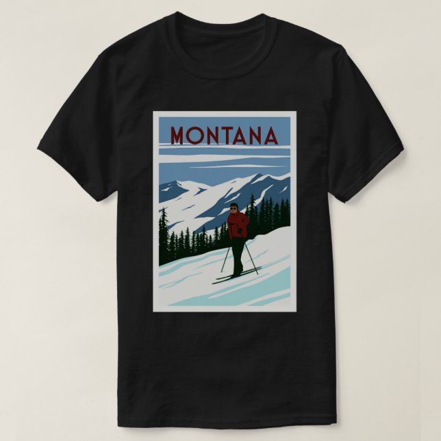 Camiseta Destino de esquí de Montana (Diseño del anverso)